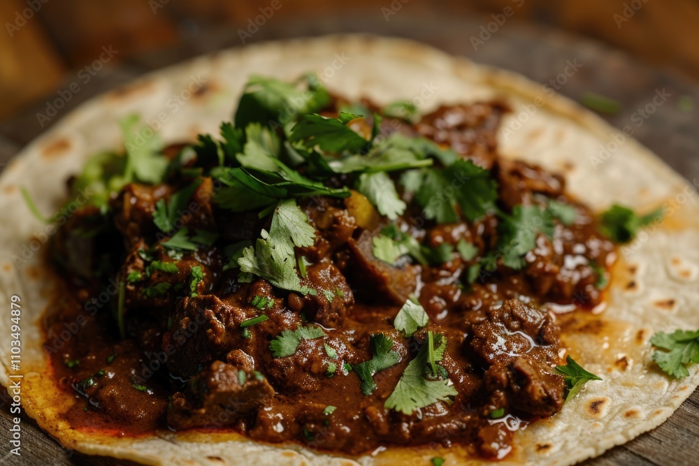 Beef chili tacos with green salsa on a corn tortilla. Beef chili tacos with green salsa on a corn tortilla.