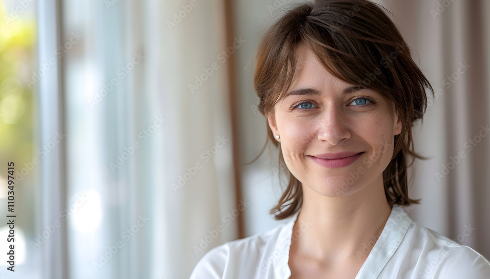 Portrait smiling woman looking at the camera Portrait smiling woman looking at the camera
