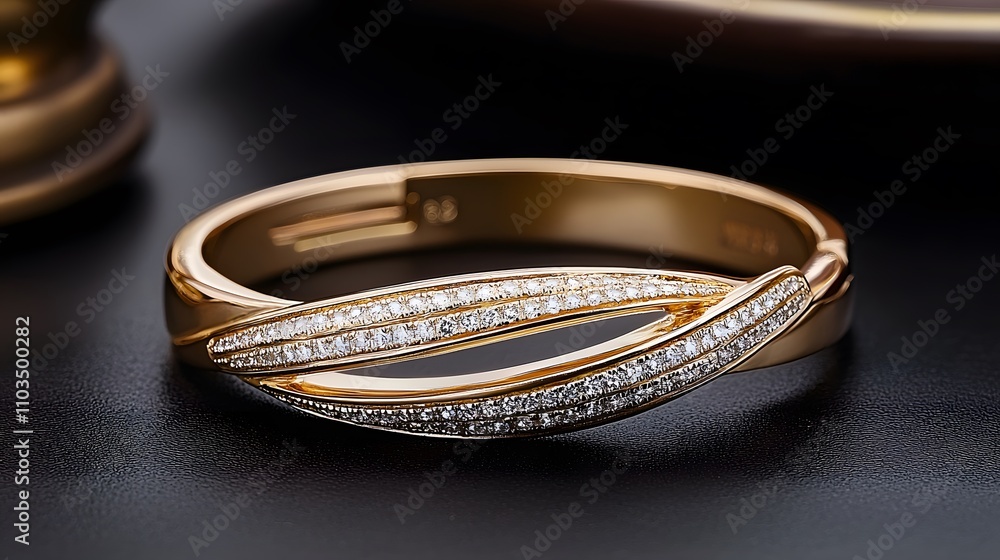 A diamond-encrusted bangle elegantly photographed, leaving a spacious area for brand content, A diamond-encrusted bangle elegantly photographed, leaving a spacious area for brand content,