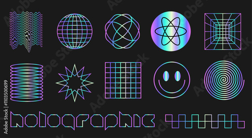 Holographic Y2k Futurism icons