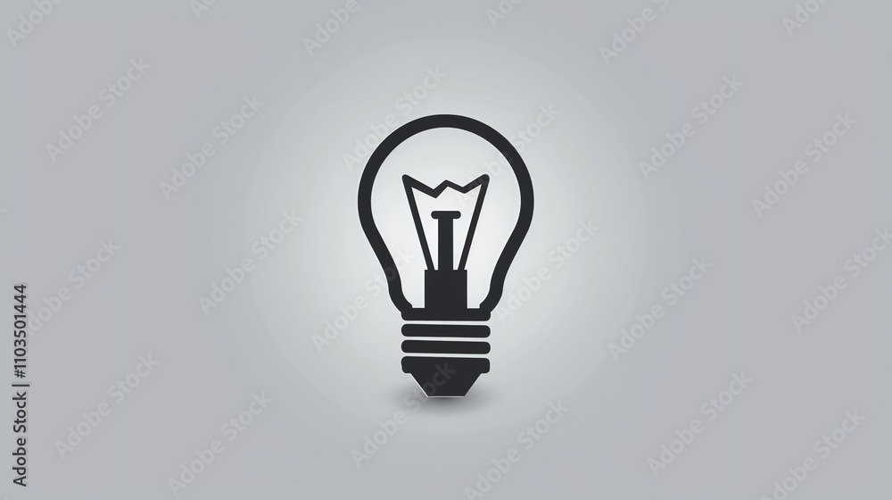 A simple, black silhouette of a lightbulb on a light grey background. A simple, black silhouette of a lightbulb on a light grey background.