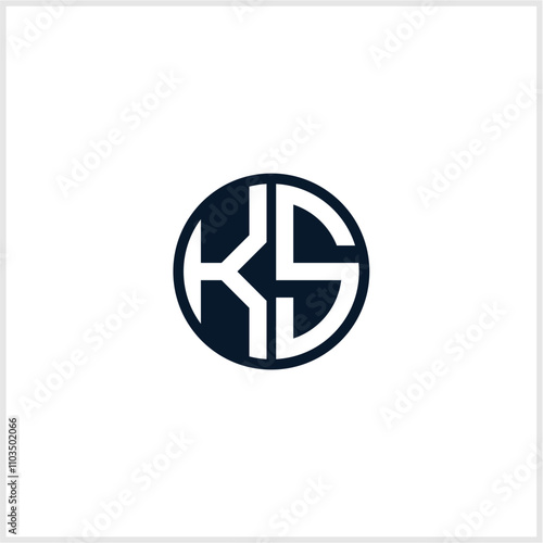 monogram letter ks, sk, circle shape