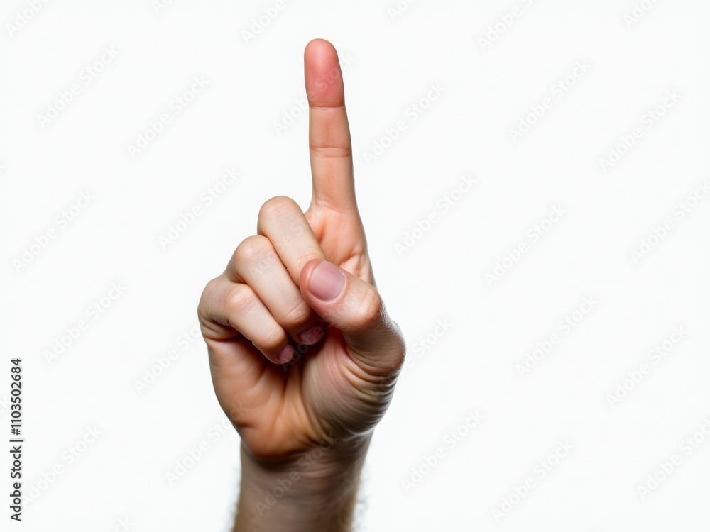 A Hand Raised With an Extended Index Finger Signaling One in a Minimalistic Setting A Hand Raised With an Extended Index Finger Signaling One in a Minimalistic Setting