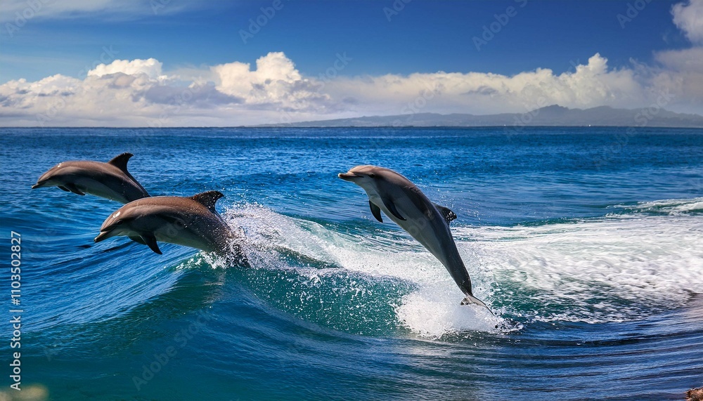 Naklejka premium dolphin jumping in the water