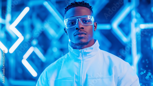 African man in futuristic style clothing