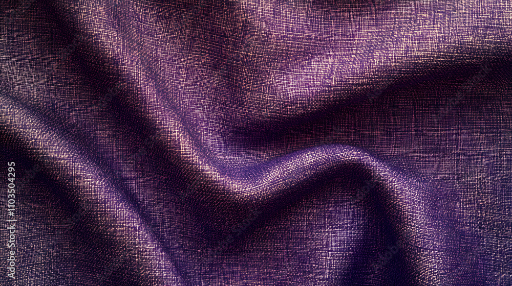Close-up view of rich, dark purple fabric with a subtle textured weave. The material is softly draped, showcasing its luxurious feel and elegant appearance. Close-up view of rich, dark purple fabric with a subtle textured weave. The material is softly draped, showcasing its luxurious feel and elegant appearance.
