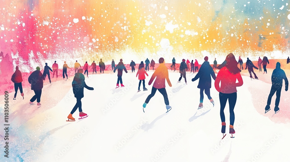 Ice skating rink, illustration Ice skating rink, illustration