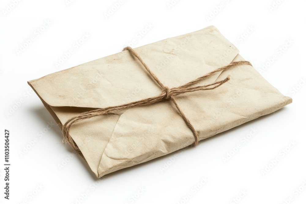 Manila envelope with string tie isolated on white background Manila envelope with string tie isolated on white background