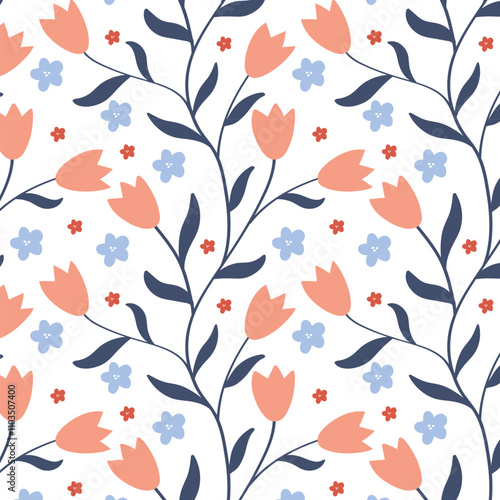 Hand draw flowers seamless pattern for fabric textile wallpaper