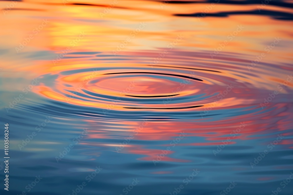 Sunset Reflections Serene Water Ripples, Orange Hues, Calm Peace Sunset Reflections Serene Water Ripples, Orange Hues, Calm Peace