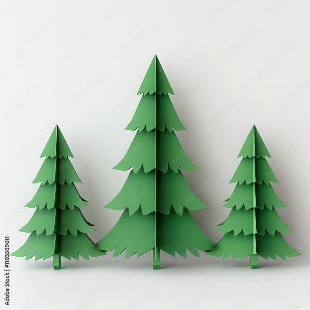 christmas trees on white background 3d. christmas trees on white background 3d.