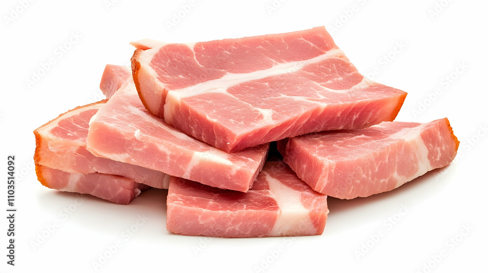 Fresh Raw Pork Belly Cuts on White Background for Culinary Use Fresh Raw Pork Belly Cuts on White Background for Culinary Use
