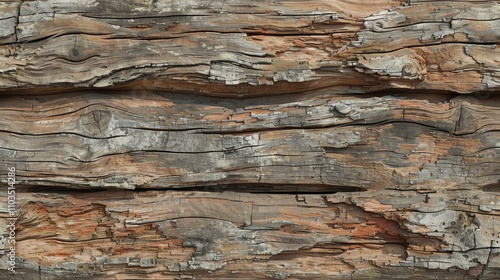 Close-up of weathered wood with cracks and knots.