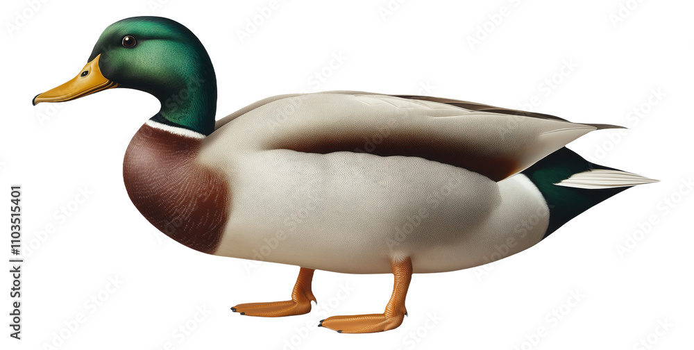 Illustration of a mallard duck with a green head and brown chest. Illustration of a mallard duck with a green head and brown chest.