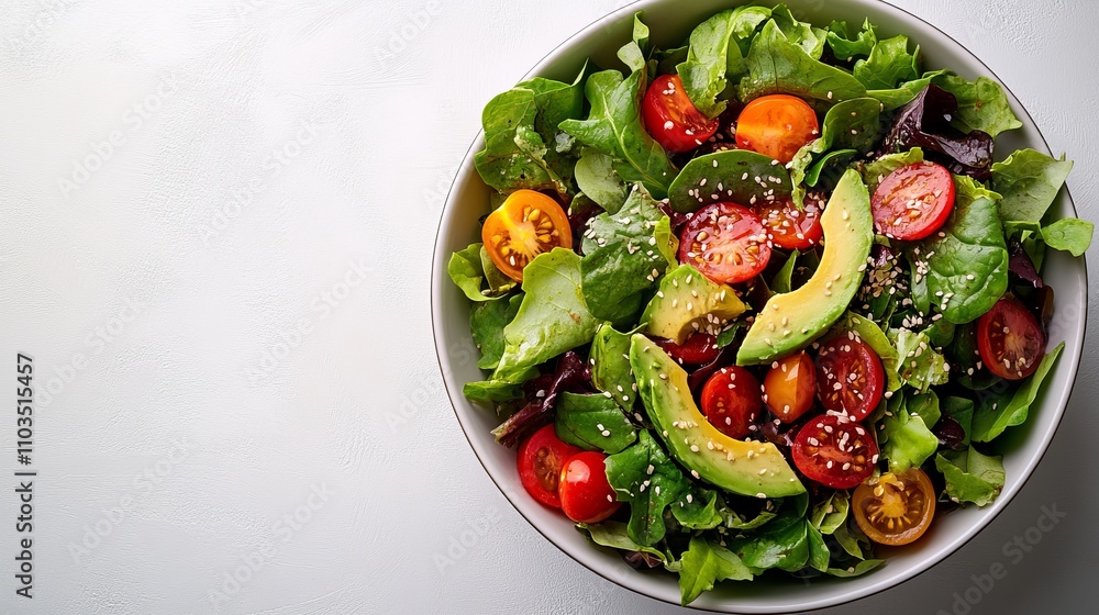 Vibrant Fresh Salad with Avocado and Tomatoes - A Healthy and Delicious Meal Vibrant Fresh Salad with Avocado and Tomatoes - A Healthy and Delicious Meal