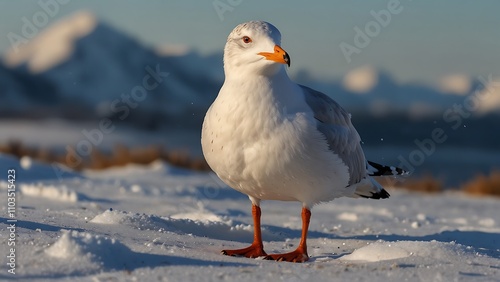 Wallpaper Mural seagull on the snow Torontodigital.ca