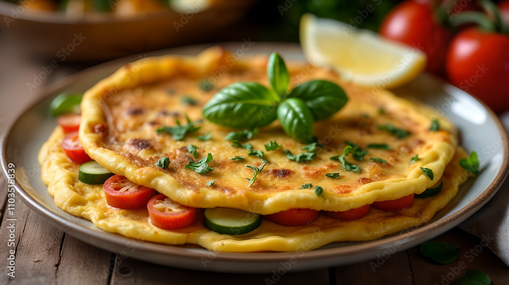 Delicious Spanish Omelette with Fresh Vegetables Delicious Spanish Omelette with Fresh Vegetables