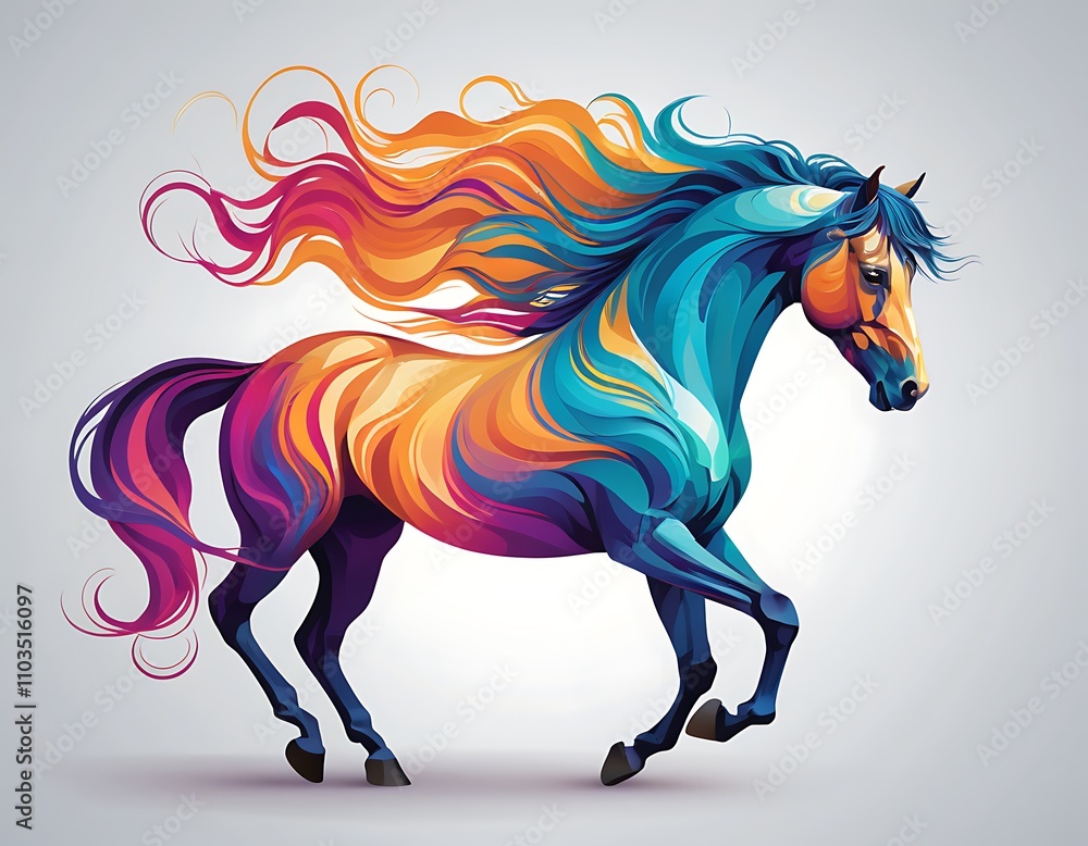 Fototapeta premium horse drawn with a horse