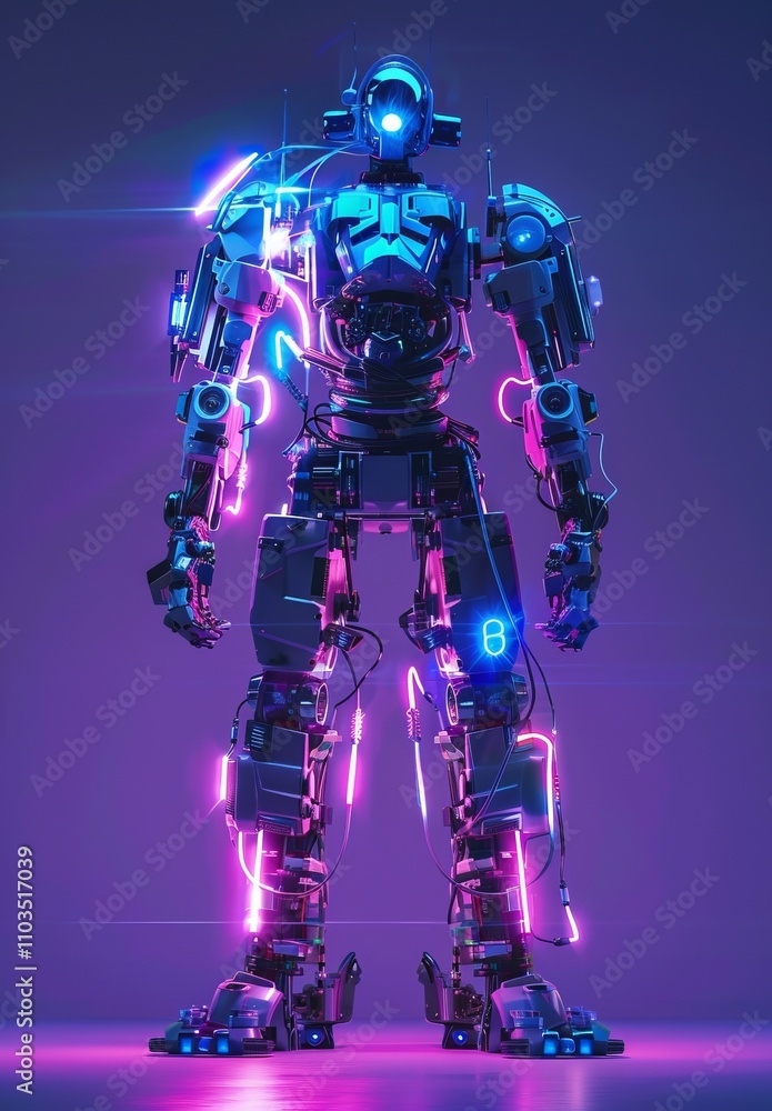 glowing robot transformer. glowing robot transformer.