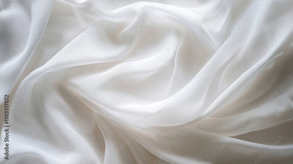 Luxurious white silk fabric with soft folds and creases, creating a sensual and elegant texture. Close-up view showcases the smooth, lustrous surface of the material. Luxurious white silk fabric with soft folds and creases, creating a sensual and elegant texture. Close-up view showcases the smooth, lustrous surface of the material.