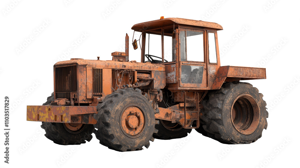 Heavy-duty yellow construction tractor isolated Heavy-duty yellow construction tractor isolated
