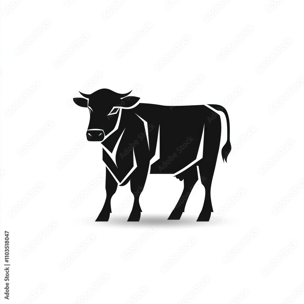 Minimalist Grazing Cow Silhouette Logo Design Minimalist Grazing Cow Silhouette Logo Design