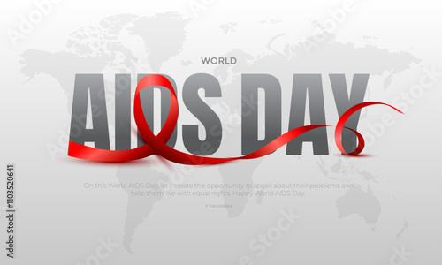 World AIDS Day Awareness 1st December illustration with red ribbon AIDS or HIV celebration day for poster. vector illustration.