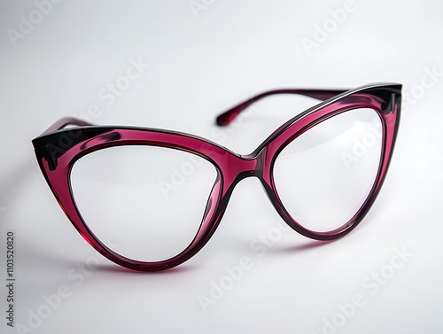 Stylish cat-eye glasses in vibrant pink with thick frames, perfect for adding a chic touch to any outfit. photo