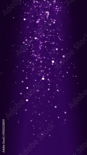 purple shiny stars glitter and particles falling ,bokeh light and flare, new year and christmas,social media background	 photo