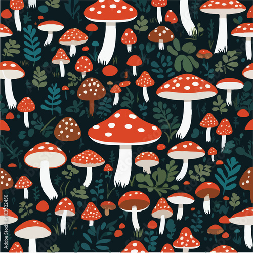 seamless pattern of mushrooms