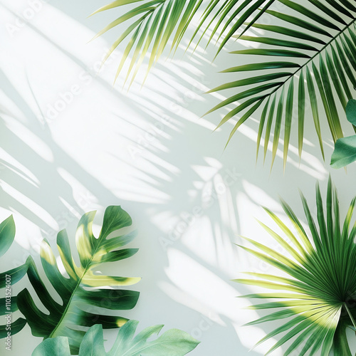 background, background for text or product, product, design and graphics.exotic plants, palm trees on a light background. photo