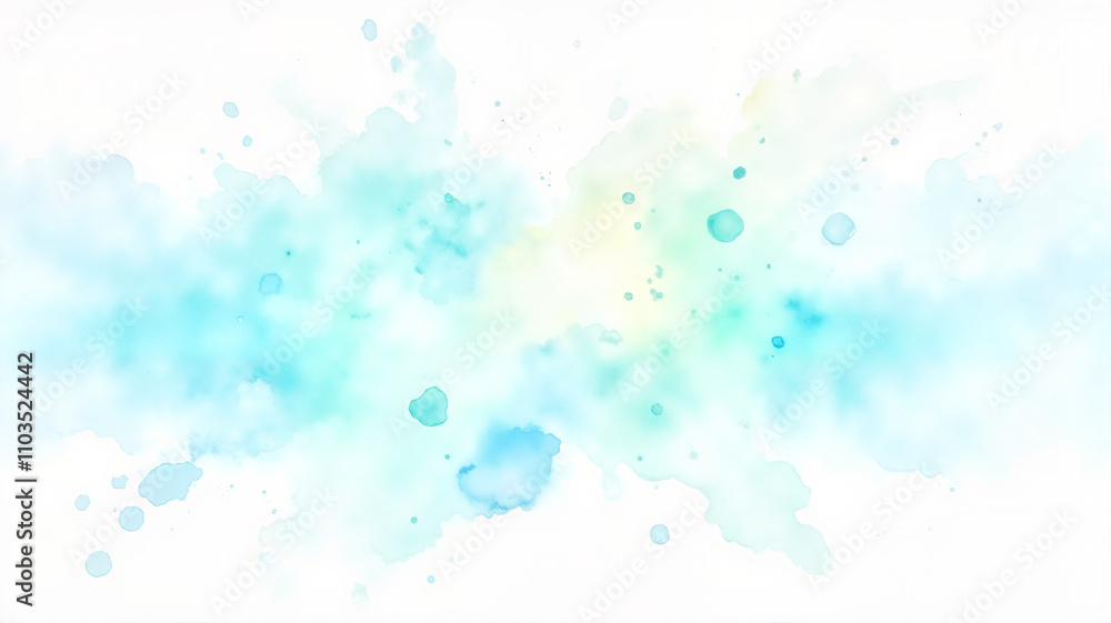 Abstract watercolor splashes in cool tones of blue and green Abstract watercolor splashes in cool tones of blue and green