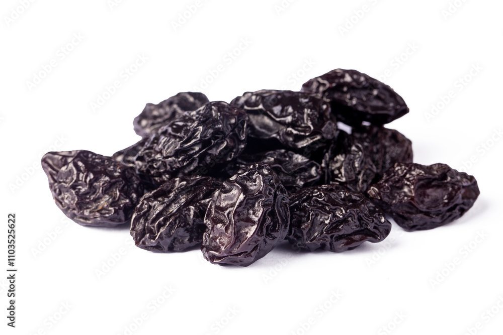 Dried plum fruit on a white background. Dried plum fruit on a white background.
