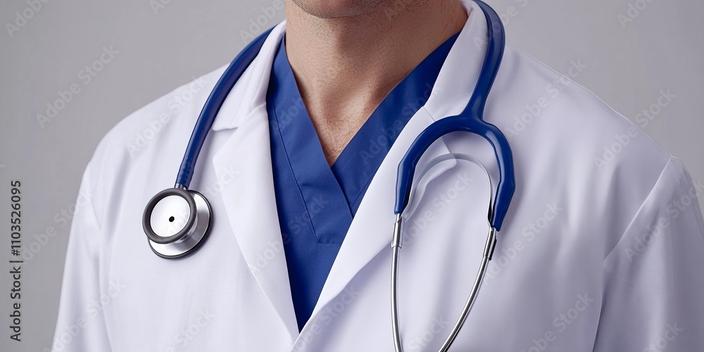 Close-up of a Doctor's Uniform with a Stethoscope - Healthcare Professional Close-up of a Doctor's Uniform with a Stethoscope - Healthcare Professional