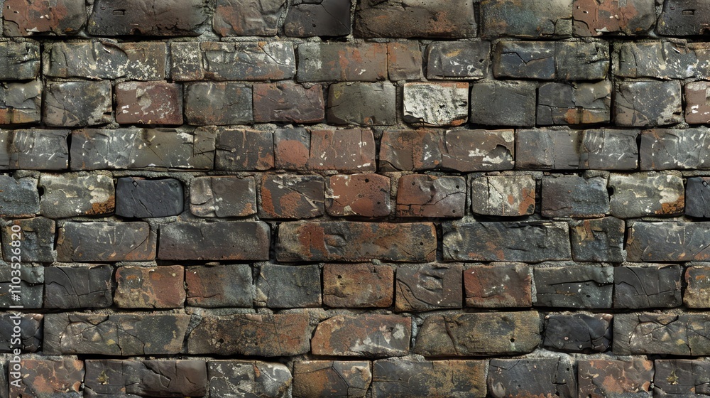 A weathered brick wall. A weathered brick wall.