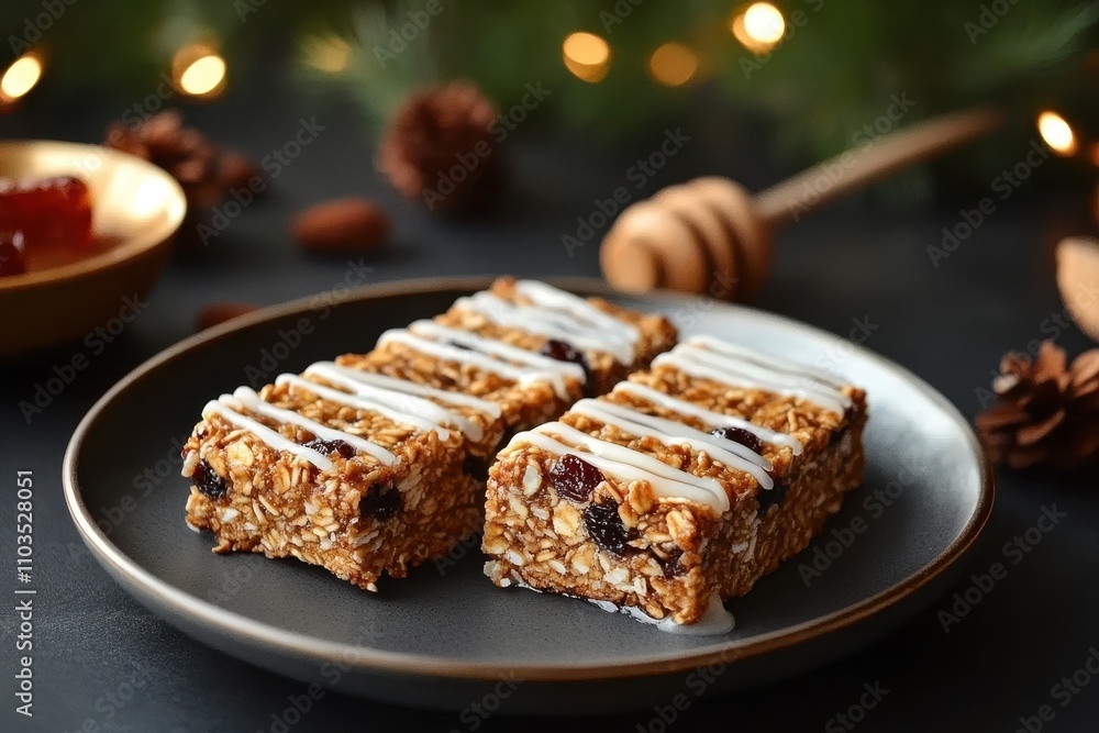 Oat and Raisin Granola Bars with Honey Drizzle Oat and Raisin Granola Bars with Honey Drizzle