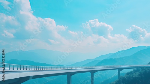 Wallpaper Mural Scenic Highway Overpass with Mountains and Blue Sky Background Torontodigital.ca