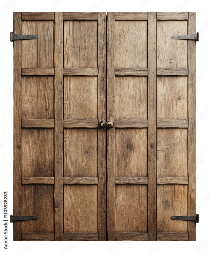 PNG Wooden double doors with metal hinges and handles PNG Wooden double doors with metal hinges and handles