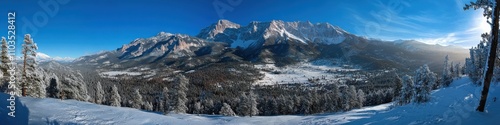 Pikes Peak Winter Panorama in Garden of the Gods, Colorado Landscape Beauty