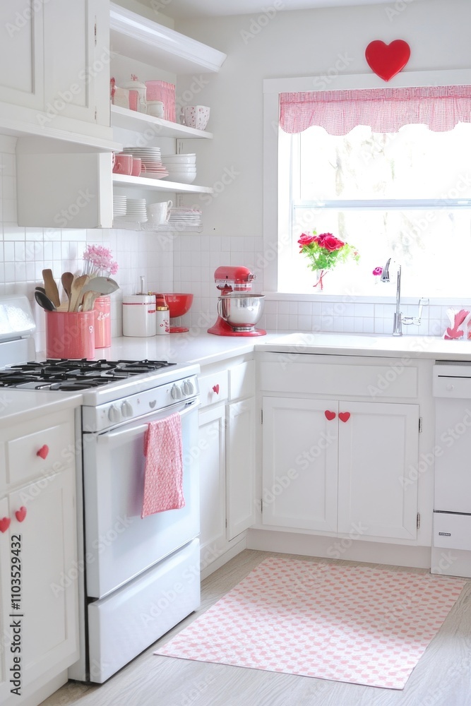 valentine day decorated kitchen. ai generated valentine day decorated kitchen. ai generated