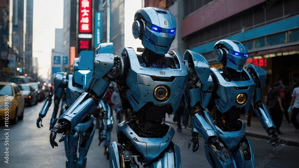 Futuristic Humanoid Robots in High-Tech Environments Futuristic Humanoid Robots in High-Tech Environments