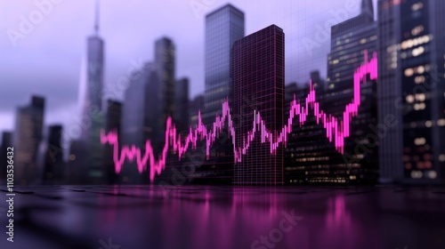 digital illustration of a city skyline at night. The background is blurred, but it appears to be a cityscape with tall buildings and skyscrapers.