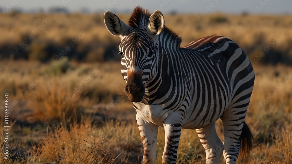 Obraz premium lonely zebra living in the savannah habitat