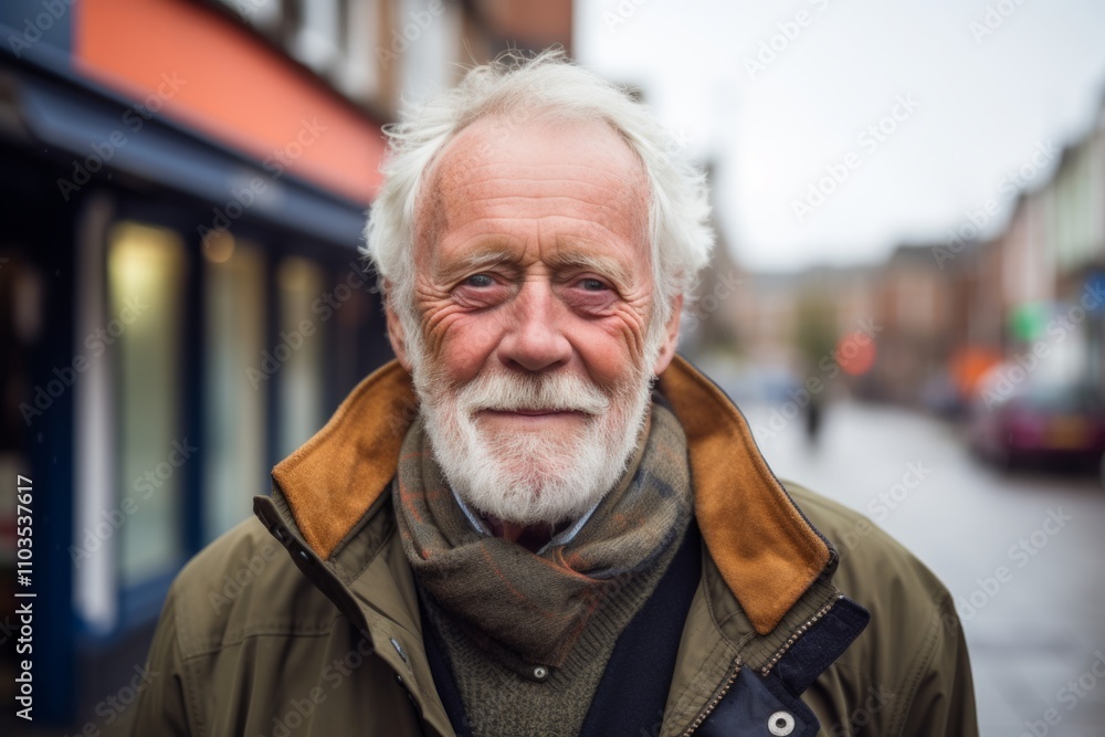 Portrait of senior man with grey hair and beard in the city Portrait of senior man with grey hair and beard in the city