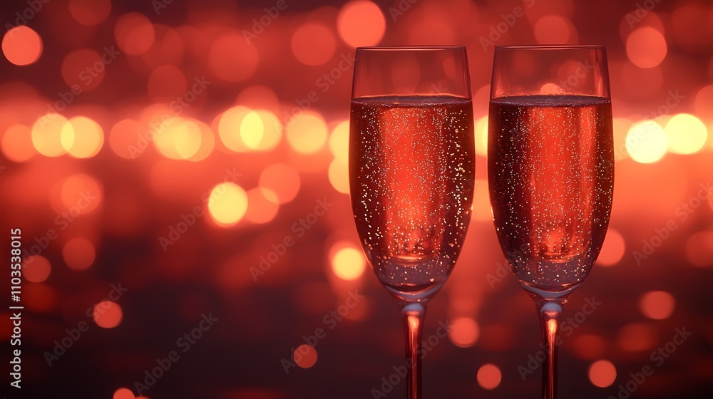 Two champagne glasses filled with red liquid are on a table Two champagne glasses filled with red liquid are on a table