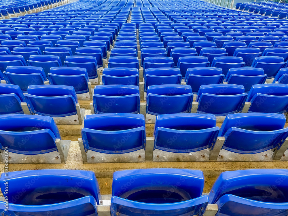 Fototapeta premium stadium stands with closed blue seats