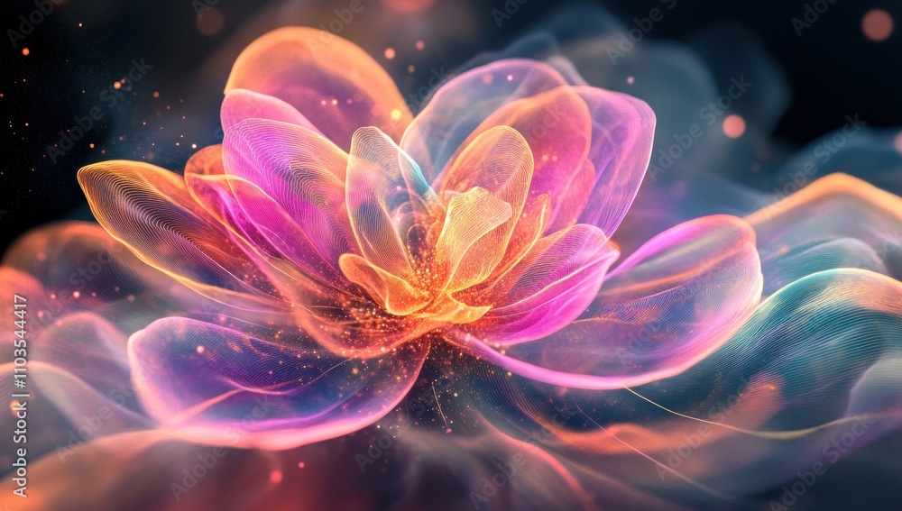 Abstract Flower with Glowing Petals Abstract Flower with Glowing Petals