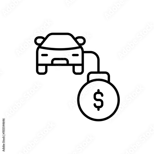 Car debt outline icons, minimalist vector illustration ,simple transparent graphic element .Isolated on white background