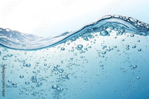 A refreshing wave of pure water with rising bubbles, a clear and vibrant aquatic scene