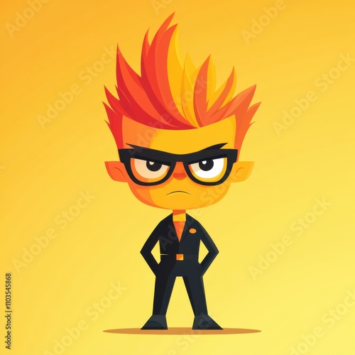 A modern flat 2D cartoon of an angry quantum resilience strategist